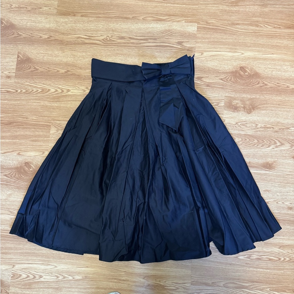 Pinup Couture Navy Blue Audrey A-Line Skirt with Waist Bow
